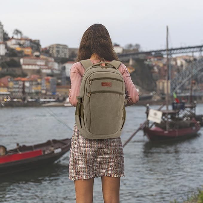 Tzowla Vintage Canvas Laptop Backpack - Image 7