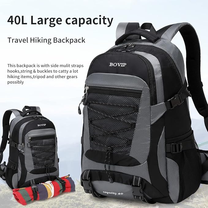 BOVIP 40L Hiking Backpack Waterproof Lightweight Daypack Travel Sports Camping - Image 7