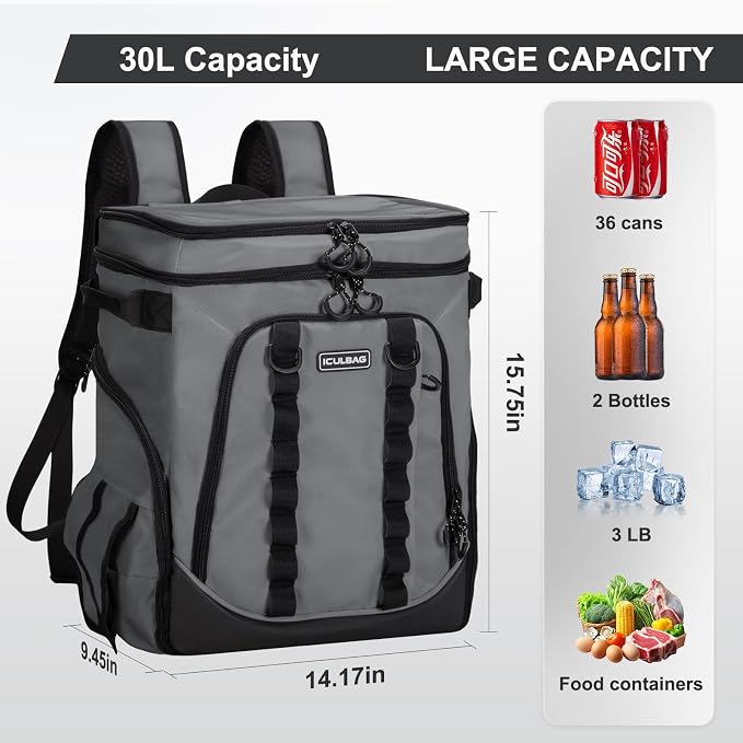 Beach Cooler Backpack for Men 36cans Insulated Backpack Cooler Lunch Bag for - Image 3