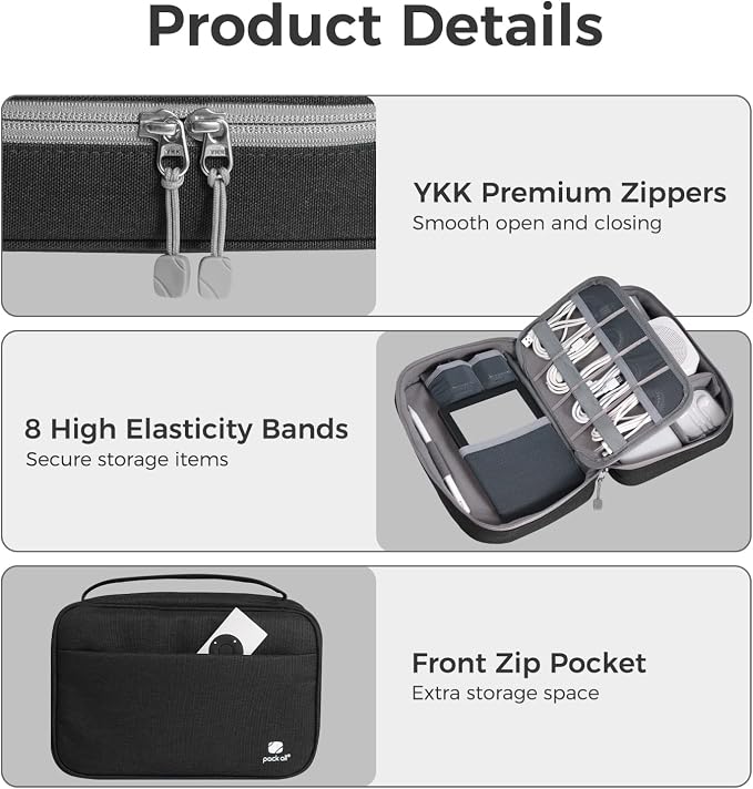 pack all Electronic Organizer Plus, Larger Capcity Cable Organizer Bag - Image 6