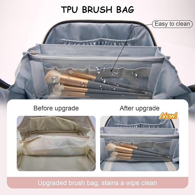 Travel Makeup Bags for Women Cosmetic Bag: Puffy Make up Bags Set of 3 - Image 5