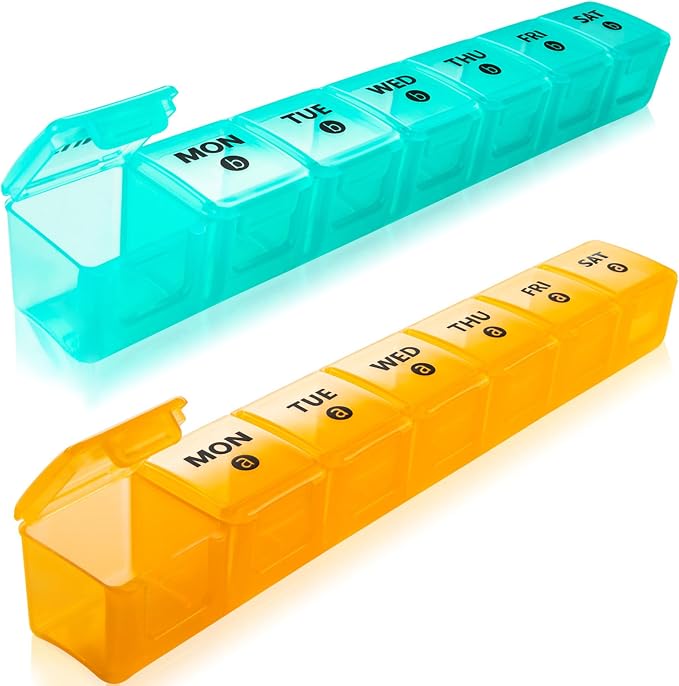2-Pack Large Weekly Pill Organizer, 7 Day Pill Cases Organizers Once A Day by mossime