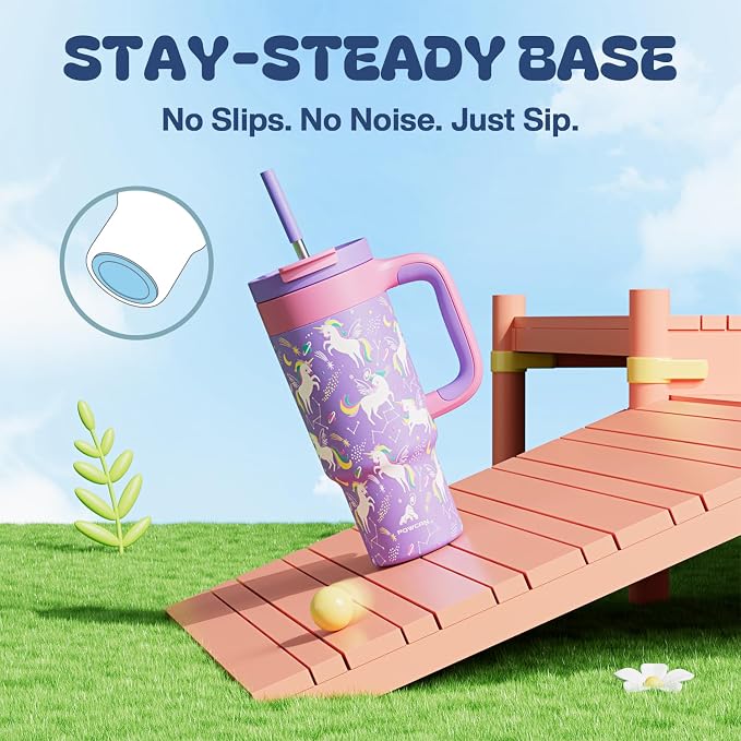 24 oz Kids Tumbler with Handle: Leakproof, Stainless Steel Cup with Straw Lid - Image 6