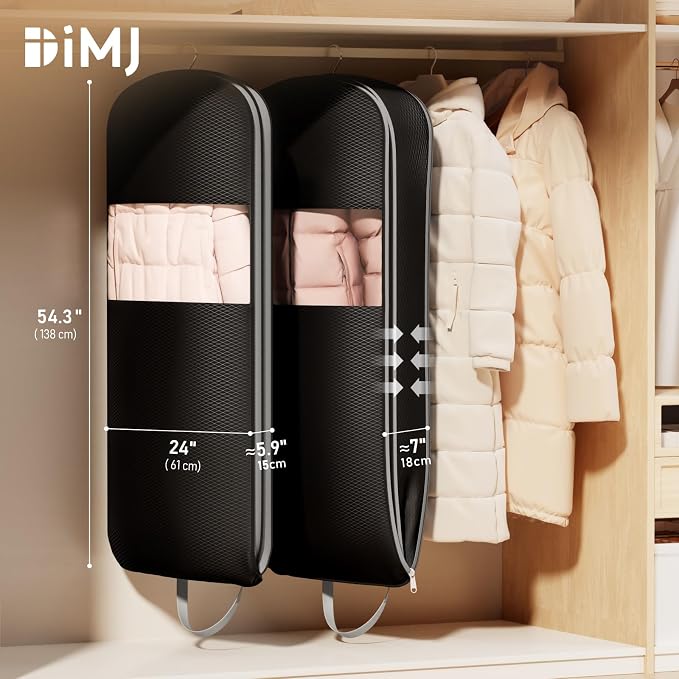 DIMJ 3 Pack 54" Garment Bags for Hanging Clothes - Image 2
