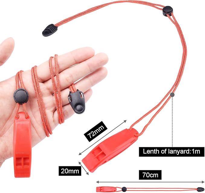 4Pack Emergency Whistle with Adjustable Reflective Lanyard, Shrill Loud Rescue - Image 2