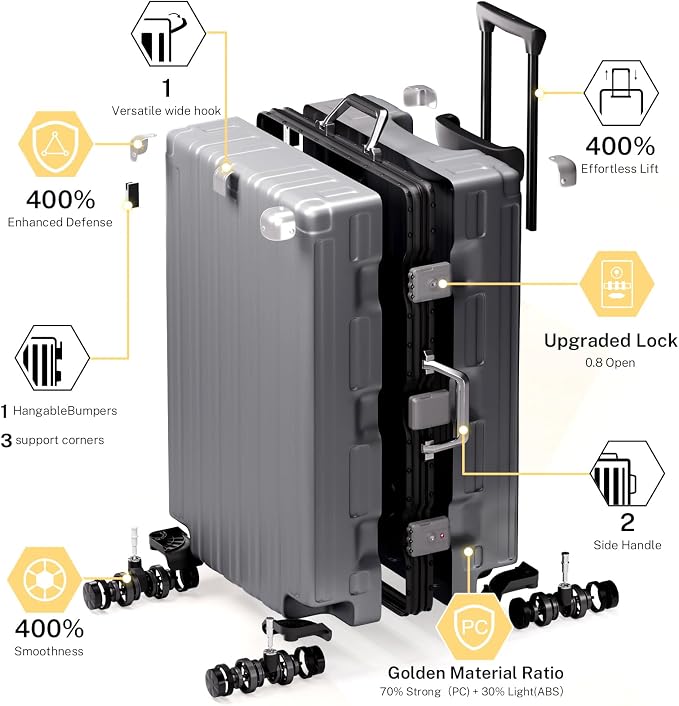 Krute Luggage Set 2 Pieces 20 28 Inch Aluminum Frame Carry on Luggages TSA Lock - Image 5