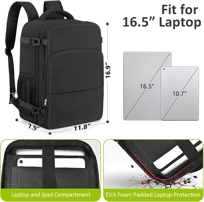 Travel Backpack for Women Men, Travel Laptop Backpack w/USB Charging Port - Image 2