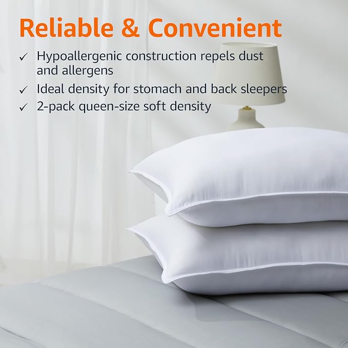 Amazon Basics Down Alternative Pillows, Soft Density - Image 5