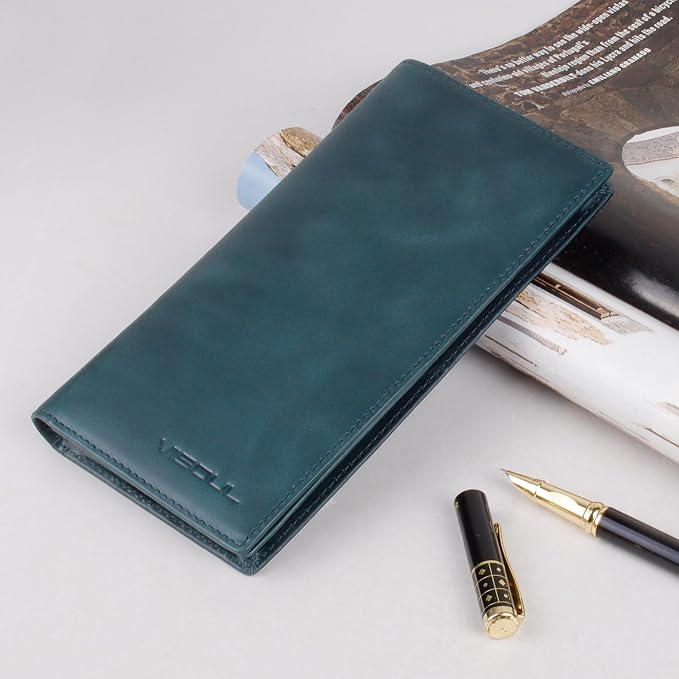 VISOUL Mens Checkbook Leather Wallets Long Bifold Wallets - Image 7