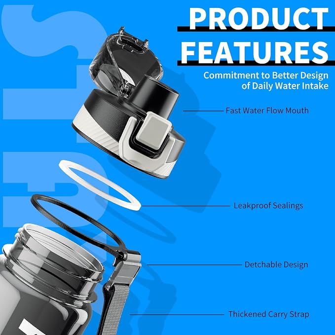Water Bottle, 32 oz Motivational Water Bottles - Image 3