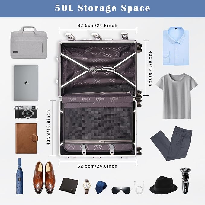 DOMINOX All Aluminum Carry On Luggage Hard Shell Luggage Aluminum Suitcase - Image 4