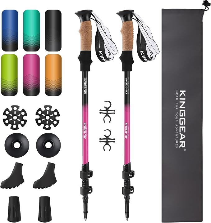 KINGGEAR Nordic Walking Stick, TP1 Hiking Poles Retractable Lightweight 7075 by KINGGEAR