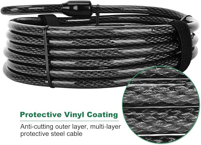 7 ft x 1/2" Heavy Duty Cut-Proof Security Cable | Flexible Vinyl-Coated Braided - Image 4