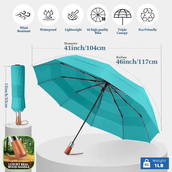 3T Wind Armor Travel Umbrella Compact Easy Auto Open Close Folding Umbrellas - Image 3