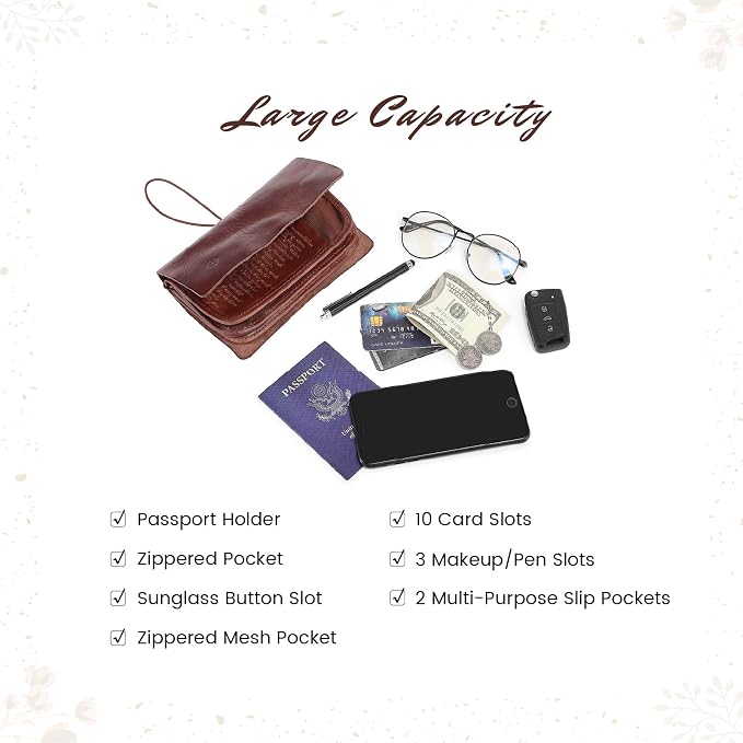 Genuine Leather Nomad Organizer Travel Wallet | Women's Wallet Clutch Passport - Image 3