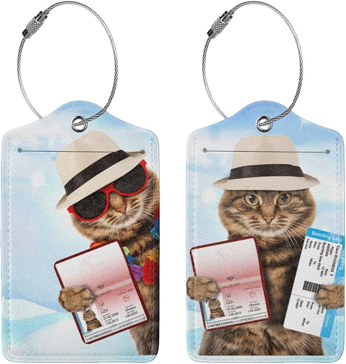 2 Pack Funny Cat Luggage Tags for Suitcases Women Men Kids, Bag Tags for - Image 2