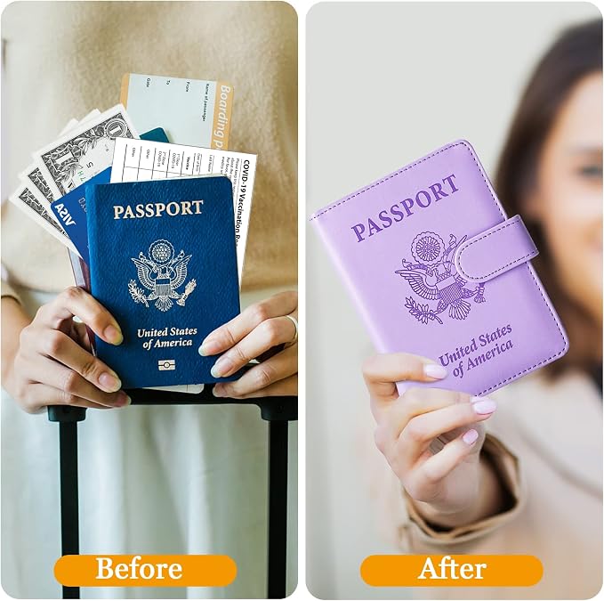 TIGARI Passport Holder for Travel Women Men, PU Leather Waterproof RFID - Image 6