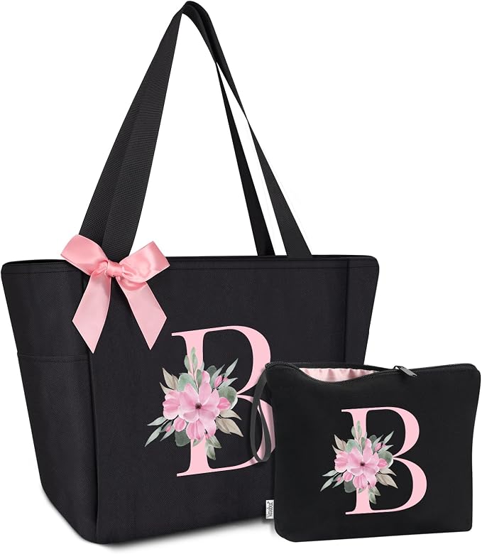 Vavabox Tote Bag, A-Z Initial Monogrammed Waterproof Tote Bag, Bridesmaid Gifts by Vavabox