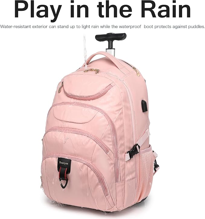 Boavan Rolling Backpack for Women, 17.3 Inch Wheeled Laptop Backpack, Large - Image 6