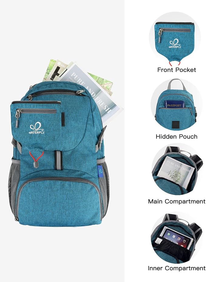 WATERFLY Small Lightweight Packable Backpack: 20l Ultra Light Foldable Travel - Image 4