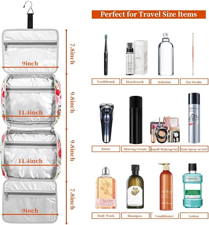 Hanging Travel Toiletry Bag, Large Capacity Cosmetic Travel Toiletry Organizer - Image 4