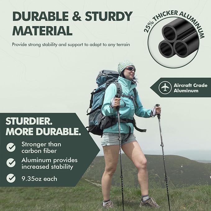 KINGGEAR Nordic Walking Stick, TP1 Hiking Poles Retractable Lightweight 7075 - Image 2