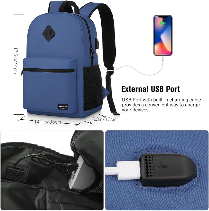 School Backpack, Classic Bookbag Men and Teen Boy Schoolbag - Image 7