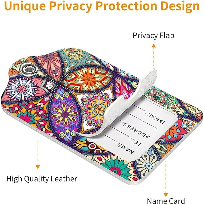2 Pack Luggage Tag for Suitcase, Cute Unique Leather Bag Tags Identifiers - Image 2
