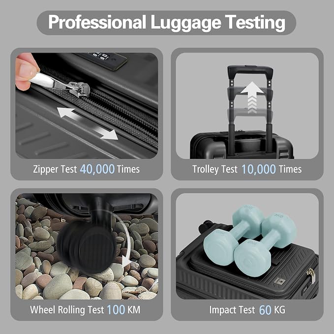 20 Inch Luggage with Spinner Wheels, Expandable Front Opening Suitcase 100% PC - Image 6