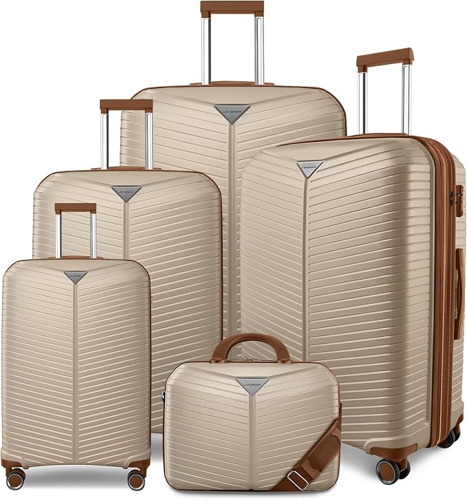 LEAVES KING Luggage Sets 5 Piece, Expandable PP Suitcase by LEAVESKINGLuggageSets