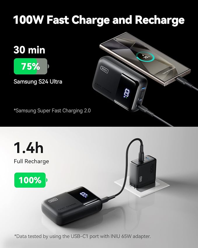 INIU Power Bank, 25000mAh 100W High Capacity USB C Laptop & Phone Portable - Image 3