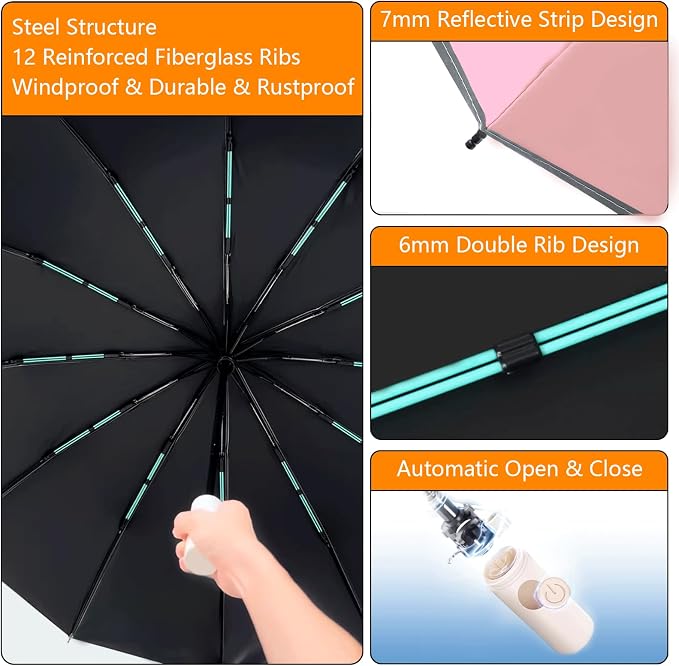 Large Double-Ribs Umbrella Automatic Folding Umbrella - Image 6