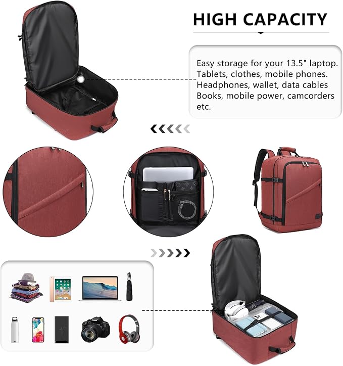 Kono Carry on Backpack, Waterproof Lightweight Daypack - Image 6