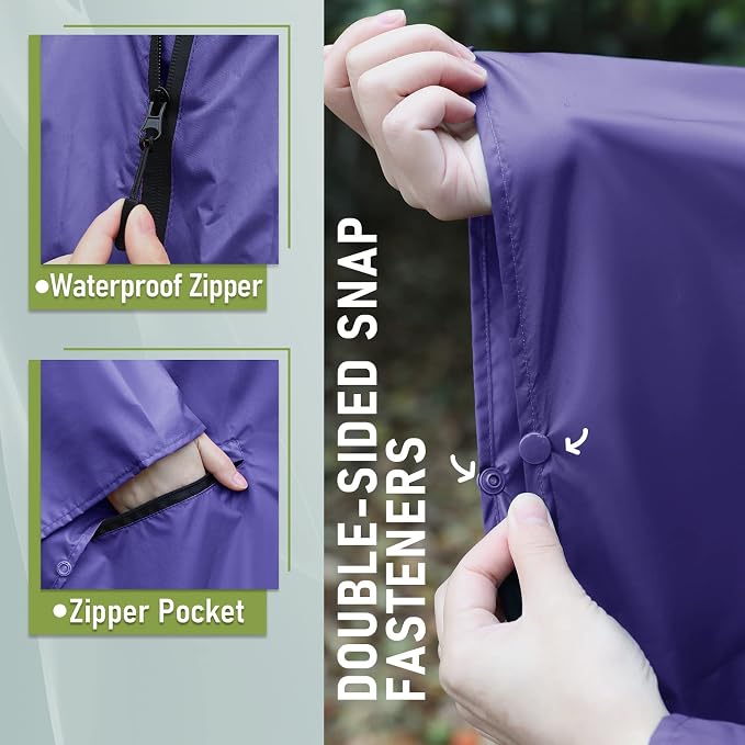 SaphiRose Unisex Rain Poncho Raincoat Hooded - Image 4
