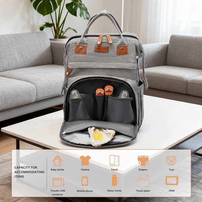 Baby Diaper Bag Backpack with Changing Station, Waterproof Large Capacity Baby - Image 7