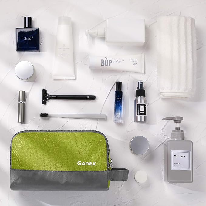 Gonex Travel Toiletry Bag Nylon, Dopp Kit Shaving Bag Toiletry Organizer Green - Image 6