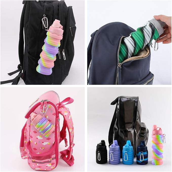 Collapsible Water Bottle for Adults, Reusable Silicone Foldable Water Bottles - Image 7