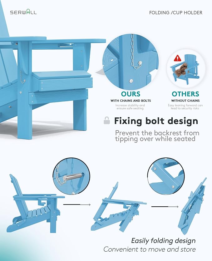 SERWALL Adirondack Chair with Cup Holders - Image 6