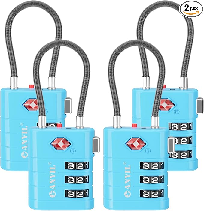 ANVIL TSA Approved Luggage Locks – High Security TSA008 Combination Travel Locks by ANVIL