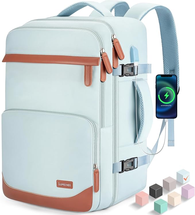40L Travel Backpack with USB Charging Port, Water-Resistant Carry On Backpack by Velaybor