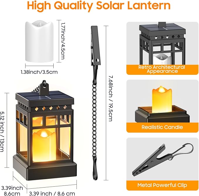 KOOPER Solar Lanterns Outdoor Waterproof, 2 Modes Hanging Solar Lantern - Image 6