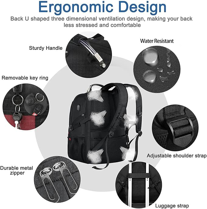 Z-MGKISS Extra Large Travel Backpack, 52L TSA Backpack 17.3 Inch, Anti-Theft 17 - Image 5