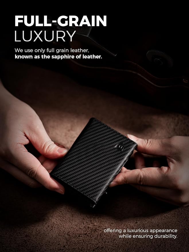 LORZOR Wallet for Men with Metal Card Holder, Pop Up Wallet, Finest Full Grain - Image 2