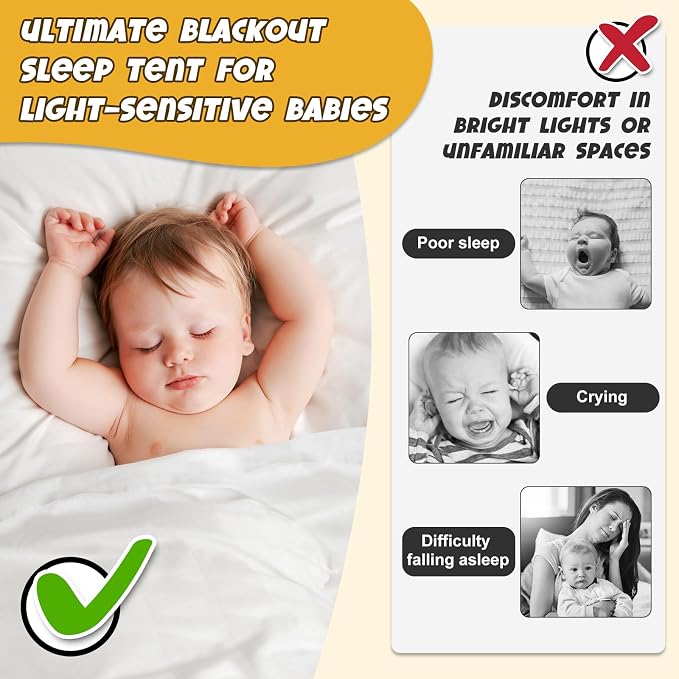 BORNA Crib Blackout Tent for Pack N Play, Brethable Baby Sleep Tent for Full - Image 3