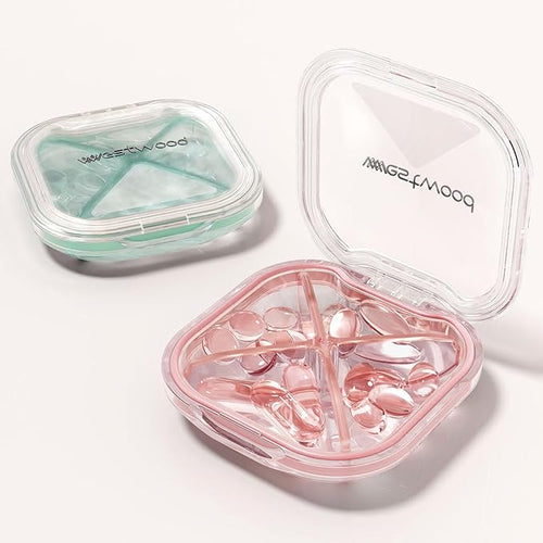1 Pack Small Pink Pill Organizer, 4 Compartments, Compact Stylish Cute Travel - Image 2