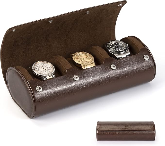 Watch Roll Travel Case: 3 Slot Watch Box Organizer by HELMDY