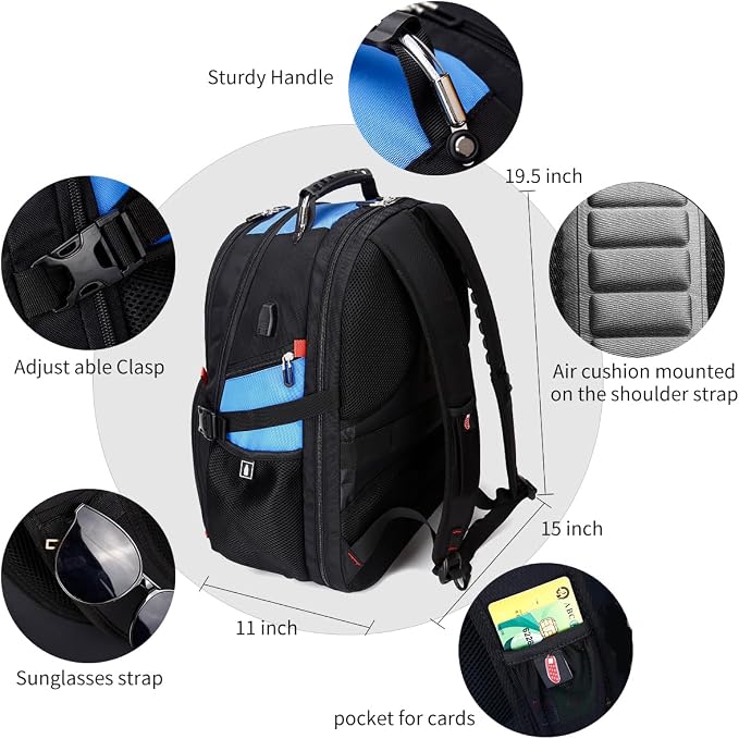 SHRRADOO Extra Large 50L Travel Laptop Backpack - Image 3