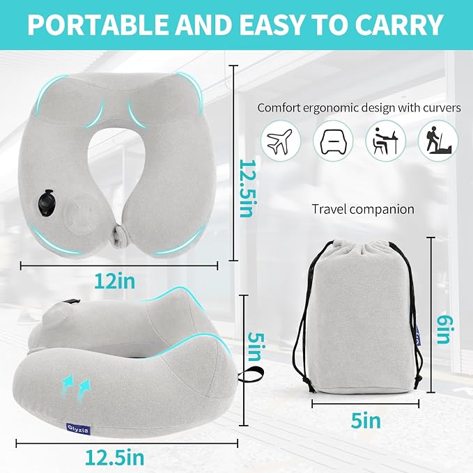 2 Pack Inflatable Travel Neck Pillows - Image 2