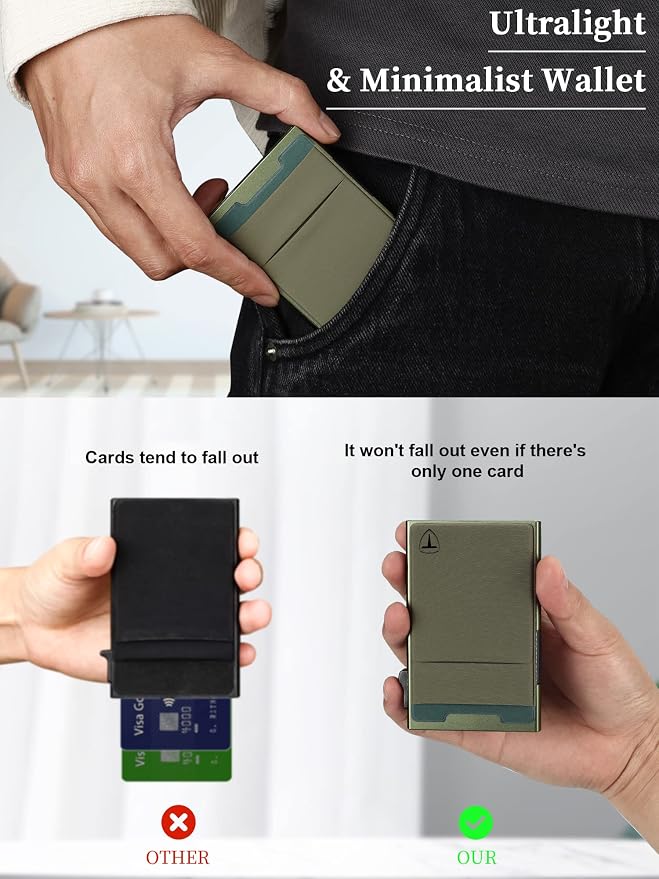 Slim Wallet for Men, Pop Up Credit Card Wallet Aluminum Minimalist RFID - Image 3