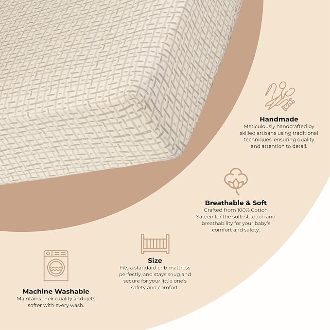 Crane Baby Crib Sheet, Neutral Hashtag Crib Sheets & Toddler Sheets, 100% - Image 2